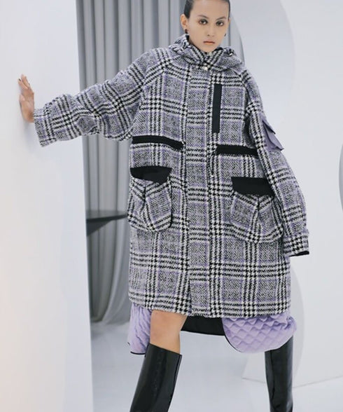 Check Utility Pocket Coat